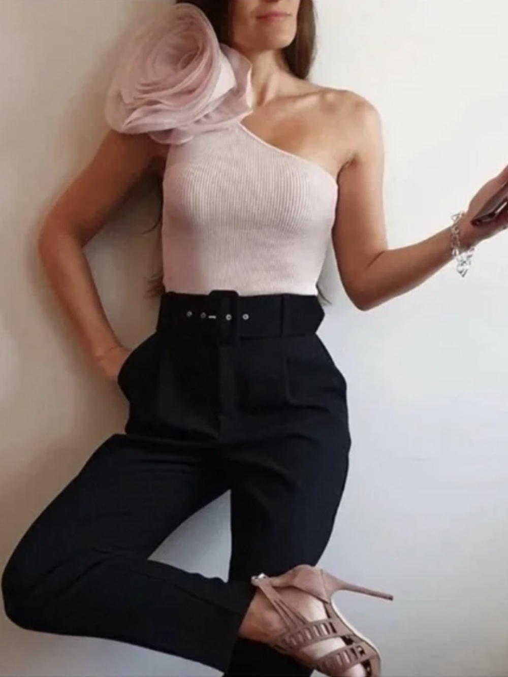 NWT ZARA WOMEN’S BELTED HIGH-WAISTED PANTS